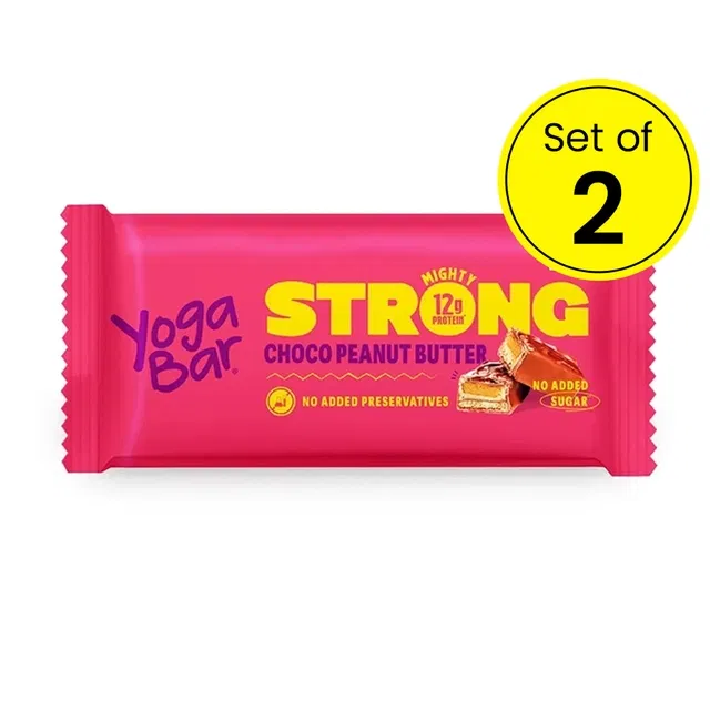 YogaBar 12 g Protein Bar, Choco Peanut Butter, No Added Sugar 2X50 g (Pack of 2)