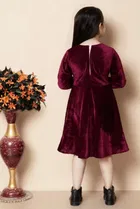 Velvet Solid Dress for Girls 