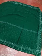Georgette Solid Saree For Women, Green