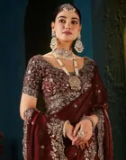 Bollywood Satin Embroidered Saree for Women 