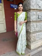 Cotton Linen Printed Saree for Women 