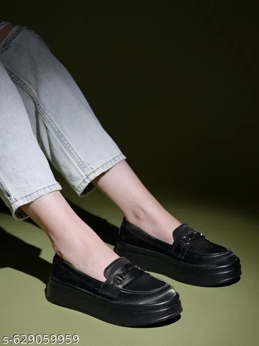 Shoetopia Loafers (Black, IND-8)