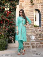 Cotton Embroidered Kurta with Pant for Women 