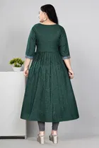 Zari Embroidered Cotton Blend Anarkali Kurti for Women 