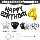 4th Happy Birthday Balloon Decoration Kit ,Black, Set Of 1