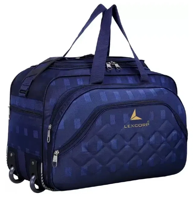 Polyster 65 L Trolley Duffel Bag with Wheels(Blue),Criss Cross Square Box Design Duffle Trolley Bag