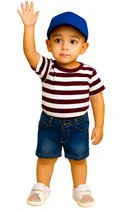 Cotton Stripes Clothing Set for Boys, Maroon 