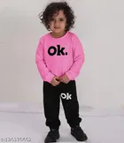 Hosiery Cotton Full Sleeves Top & Bottom Clothing Set for Girls 