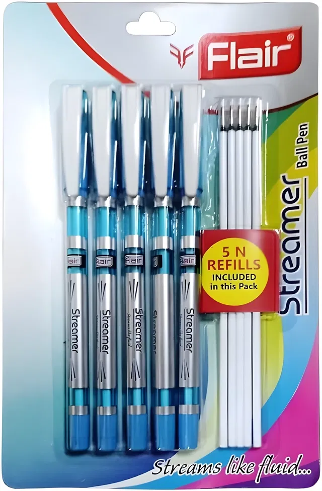 Streamer 5 Pcs Ball Pens with 5 Reffils (Blue)