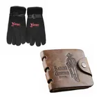 Fleece Winter Gloves with Wallet for Men 