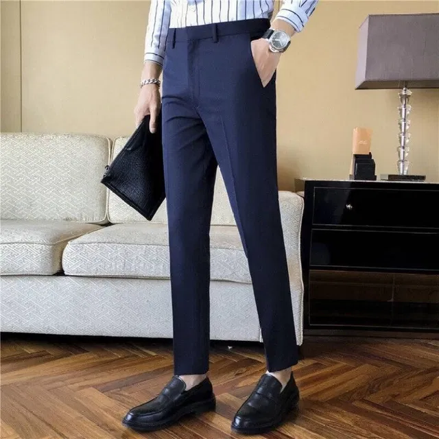 Cotton Trouser for Men (Navy Blue, 38)