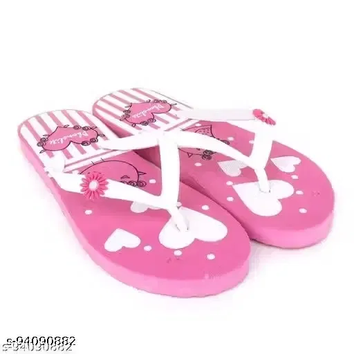 Lightweight Slippers for Women (White & Pink, 7)