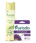 Purodo Air Freshener Spray 220ml Jasmine Mist + Air Freshner Block  Lavender 50g