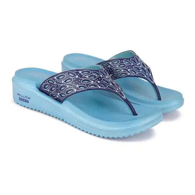 Bersache Slip On Flip Flops for Women (Blue, 6)