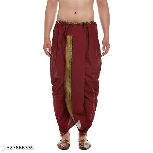 Dhoti for Men (Maroon, Free Size)