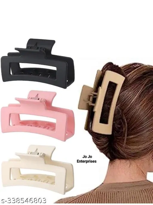 ABS Plastic Hair Clutcher for Women & Girls (Multicolor, Pack of 3)
