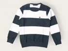 Acrylic Striped Sweater For Boys, Green & White 