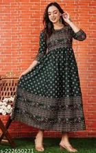 Rayon Printed Anarkali Kurti for Women 