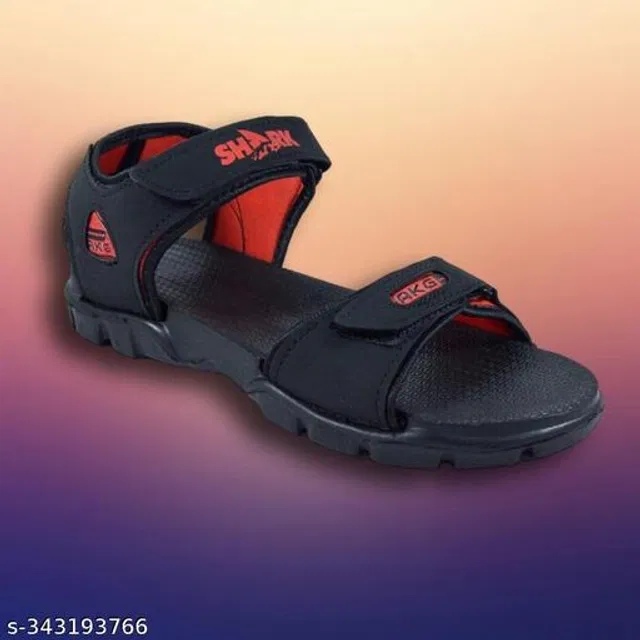 Sandals for Men (Black & Red, 10)