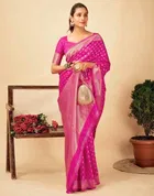 Silk Woven Design Saree for Women, Pink 
