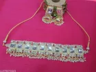 Light Gold Plated White Kundan Choker with Pearl Jumkee for Women 