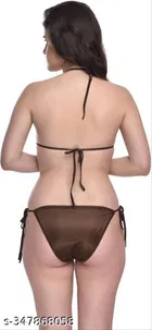 Satin Solid Babydoll for Women, Brown 