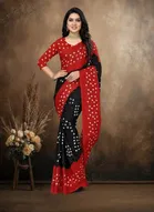 Art Silk Printed Saree for Women, Black 