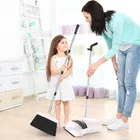 Enmora Active Broom and Dustpan Set Long Handled Broom Dustpan Combo - Upright Standing Lobby Broom and Dust Pan Brush w/Handle - Great Edge, Lightweight and Robust 