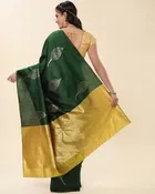 Litchi Silk Zari Woven Saree for Women, Green 