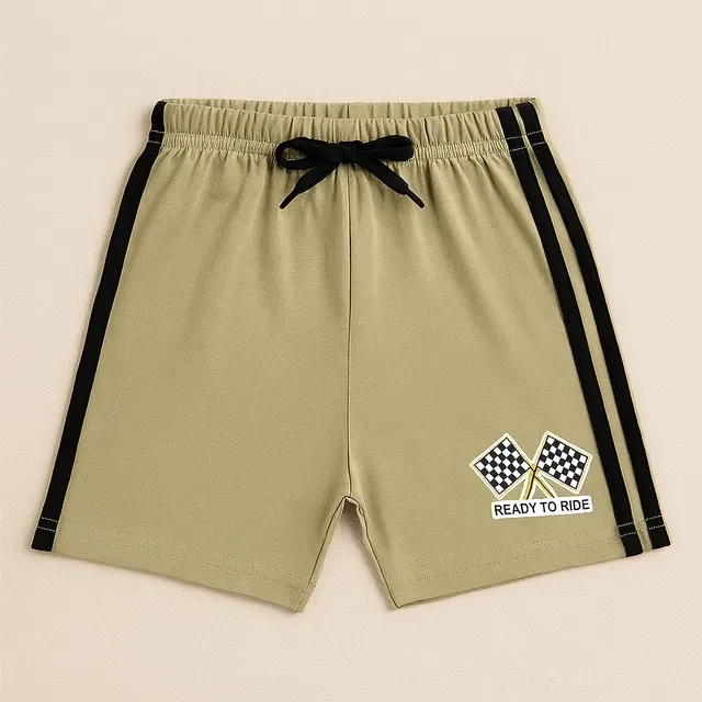 Polycotton Solid Shorts for Boys (Olive, 8-10 Years)