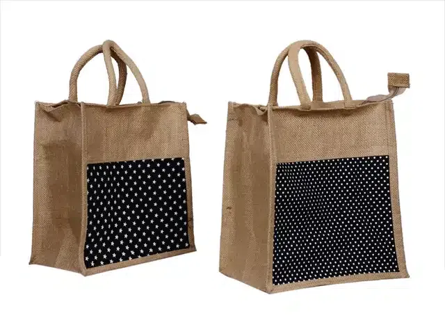 Jute Reusable Grocery Bag (Brown, Pack of 2)