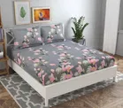 Glace Cotton Printed Fitted Double Bedsheet with Two Pillow Covers 