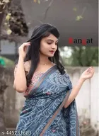 Linen Printed Saree for Women 