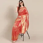 Litchi Silk Zari Woven Saree for Women, Red 