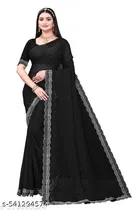 Georgette Saree for Women, Black 