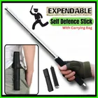 GLUMMY Foldable Self Defense Stick (Black & Silver, 24 inch)