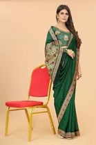 SVB Vichitra Silk Women Jacquard Saree With Un-Stitched Blouse 