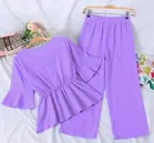 Poly Crepe Solid Clothing Set foor Girls, Purple 