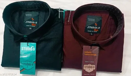 Cotton Blend Solid Shirt for Men, Multicolor, Pack of 2 (XL)