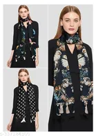Poly Chiffon Printed Scarves for Women, Multicolor, Pack of 3