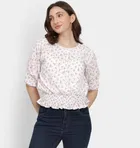 Women's Floral Print Peplum Hem Top, XL 