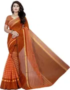 Polycotton Striped Saree for Women 