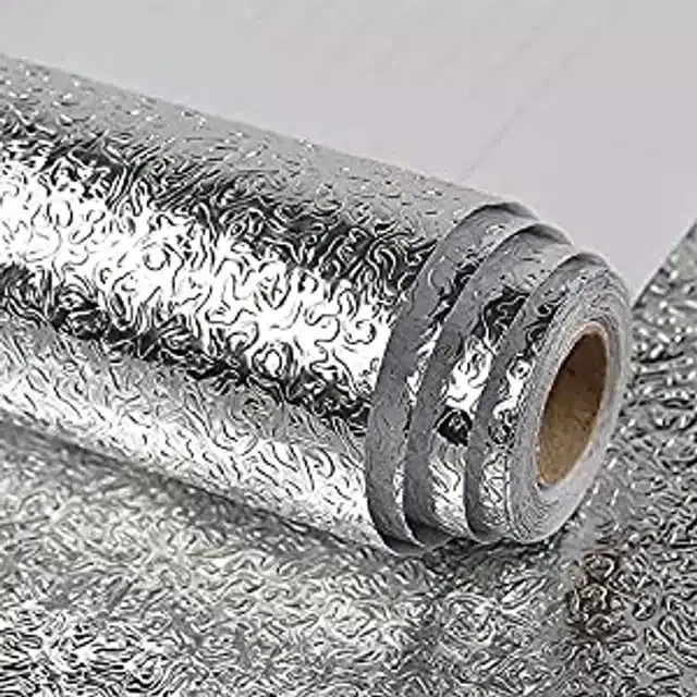 Aluminum Foil Sticker for Home & Kitchen Walls, Silver