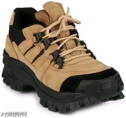 Boots for Men (Beige & Black, 8)