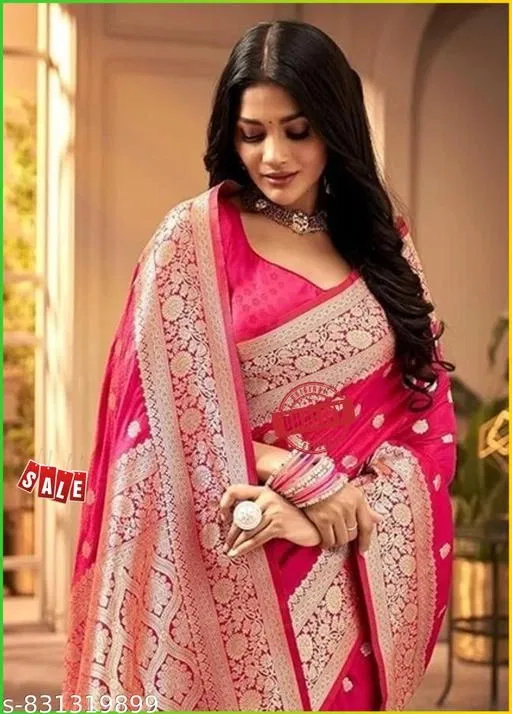 Kanjeevaram Zari Woven Saree for Women (Pink, Free Size)