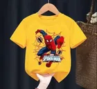 Spiderman Theme Cotton T-Shirts for Kids, Yellow 