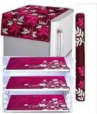 Knit Printed Fridge 3 Pcs Mat with Top & Handle Cover 