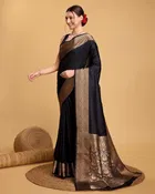 Silk Woven Design Saree for Women, Black 