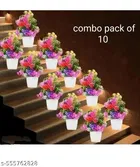 Plastic Artificial Flowers, Multioclor, Pack of 10