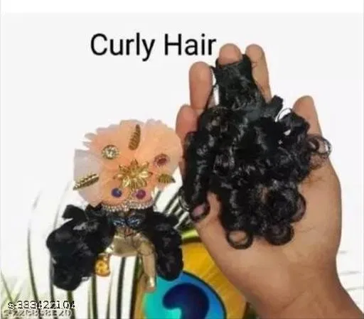Curly Hair for Laddu Gopal Ji (Black, 1)